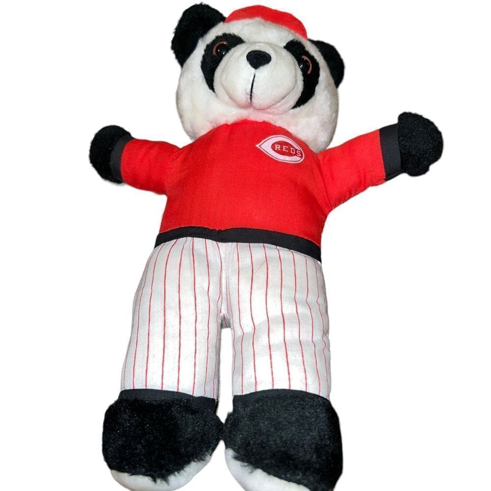 Vintage 80s Cincinnati Reds "Baby Bro"‎ Panda Bear MLB Plush Toy 12"